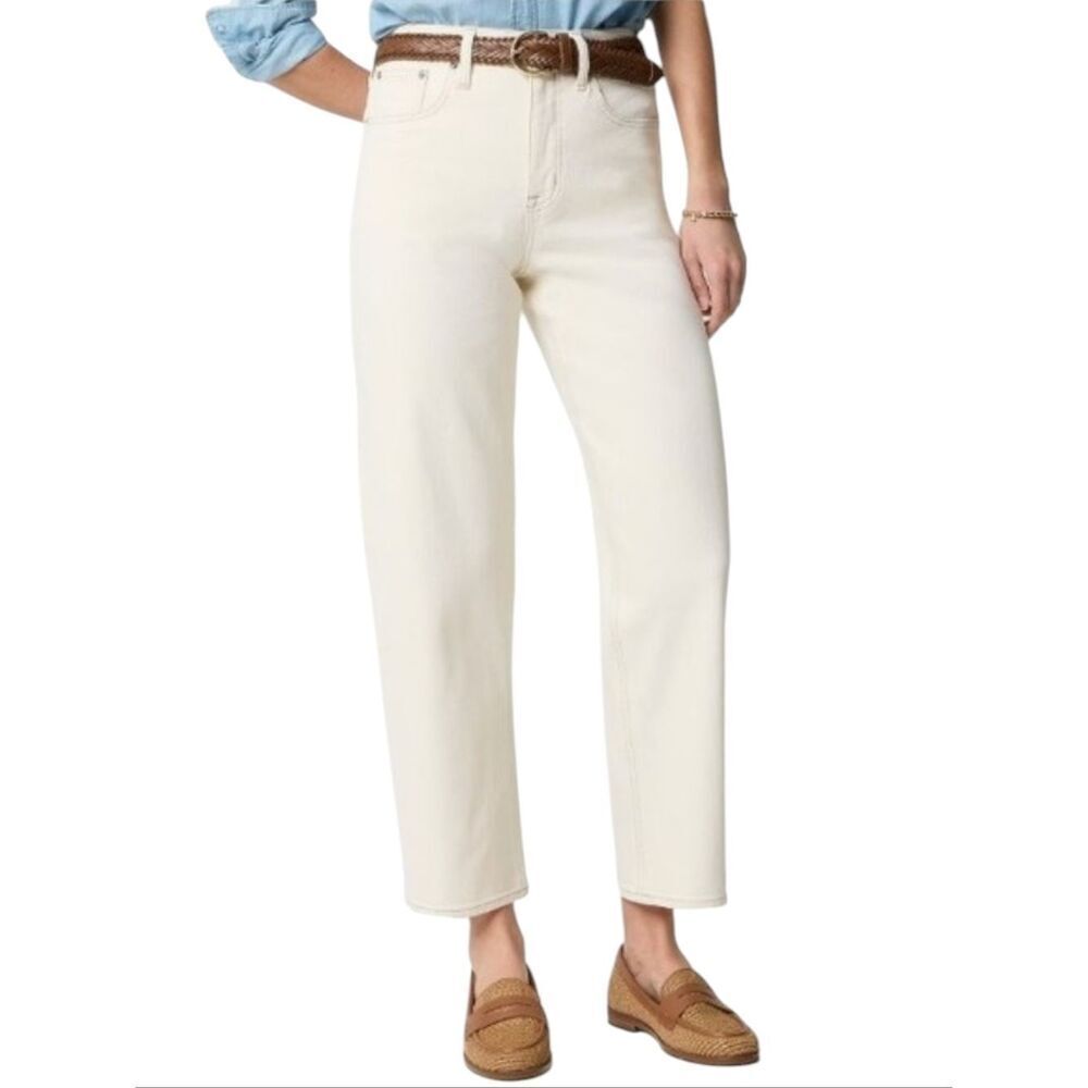 NWT J. Crew Slim Barrel Jean Ecru Beige White Petite Size 29